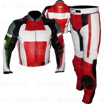 Pre-owned Handmade Men's Motorcycle Cowhide Leather Two Piece Suit Speed Hump Safety Pads-567 In Multicolor