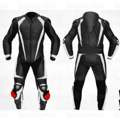 Pre-owned Handmade Men's Motorcycle Cowhide Racing Leather 1/2 Piece Suit Hump Safety Pads-581 In Black