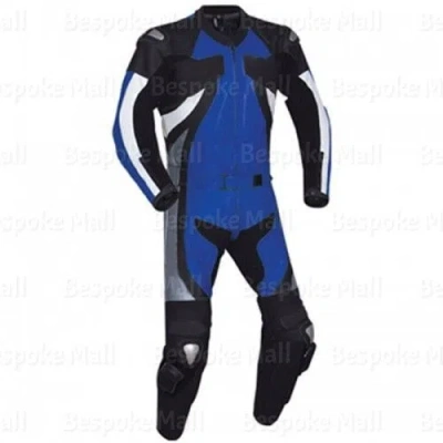 Pre-owned Handmade Men's Motorcycle Cowhide Racing Leather 1/2 Piece Suit Hump Safety Pads-583 In Black