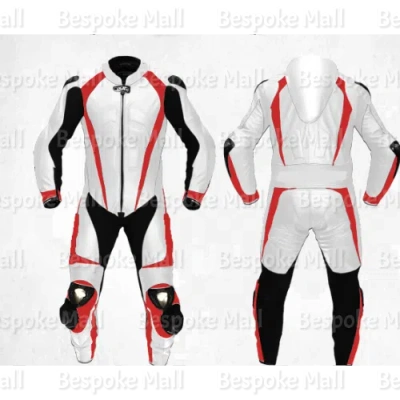 Pre-owned Handmade Men's Motorcycle Cowhide Racing Leather 1/2 Piece Suit Hump Safety Pads-626 In Red