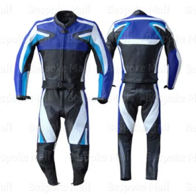 Pre-owned Handmade Men's Motorcycle Multicolored Cowhide Leather Two Piece Suit Safety Pads-638