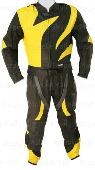 Pre-owned Handmade Men's Motorcycle Punishes Cowhide Leather Two Piece Suit Safety Pads-304 In Multicolor