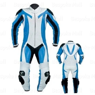 Pre-owned Handmade Men's Motorcycle White Cowhide Leather 1/2 Piece Suit Hump Safety Pads-627