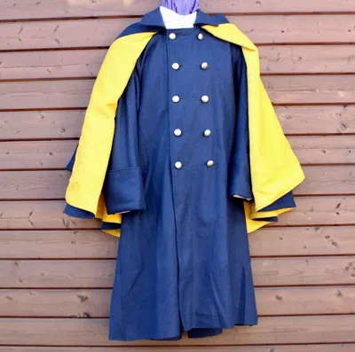Pre-owned Handmade Men Non-regulation 1851 Officer Great Coat, Blue Civil War Coat