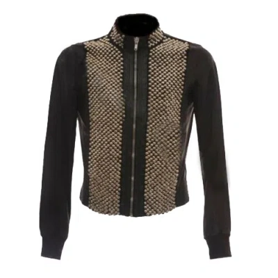 Pre-owned Handmade Men's Punk Silver Studded On Front Unique Cowhide Biker Leather Jacket-937