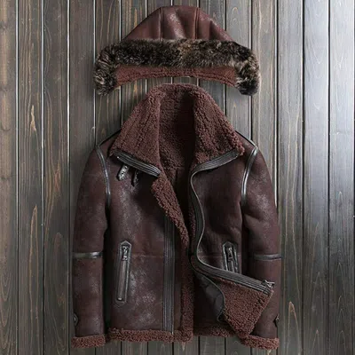 Pre-owned Handmade Men's Raf Aviator Pilot B3 Flying Bomber Shearling Fur Real Leather Jacket In Brown