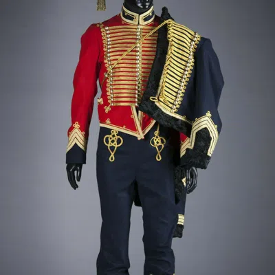 Pre-owned Handmade Men's Red, Black British Uniform 2021 Men Red, Black Uniform In Red And Black