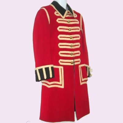 Pre-owned Handmade Men's Red Revolutionary War British Soldiers Jacket Tunic Coat