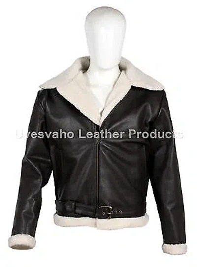 Pre-owned Handmade Men's Rocky Iv Style Dark Brown Cow-hide Real Leather Bomber Flying Jacket