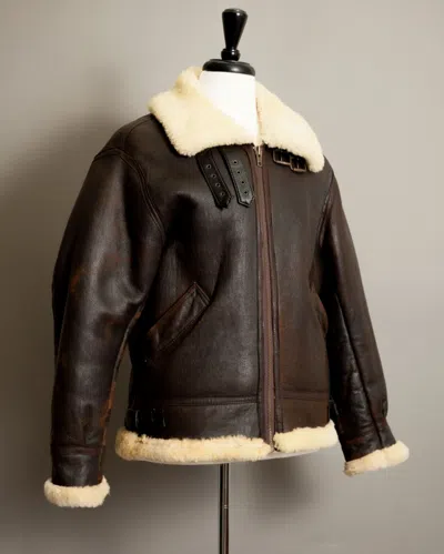 Pre-owned Handmade Men's Vintage Luxry Look Brand B 3 Leather Bomber Jacket Sheepskin  In Brown