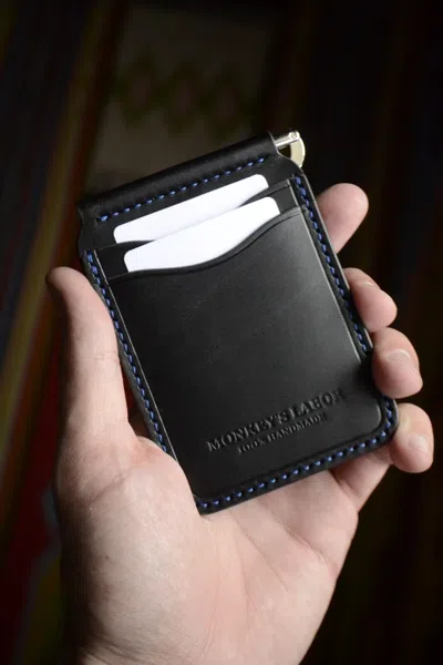 Pre-owned Handmade Men's Wallet Made Of Genuine Italian Leather,  In Black