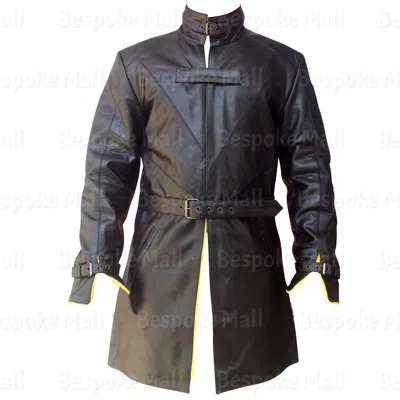 Pre-owned Handmade Men's Watch Dogs Aiden Pearce Trench Coat Watch Dogs Leather Trench Coat-415 In Black