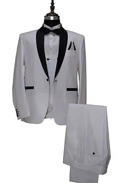 Pre-owned Handmade Men White Suits Designer Grooms Wedding Dinner Tuxedo Suits (coat+vest+pants) Uk