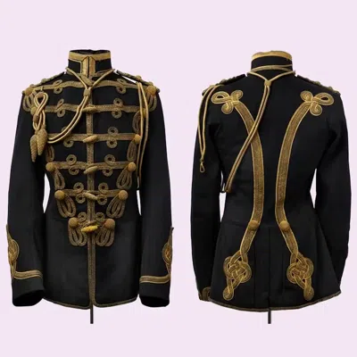Pre-owned Handmade Mens 19th Hussars Officer's Tunic, Wool Hussar Jacket, Military Wears Jacket In Blue