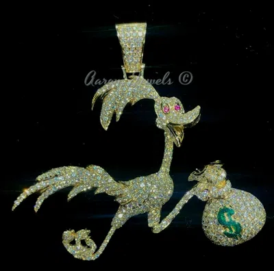Pre-owned Handmade Mens 5.98ct Vvs1 Moissanite Fancy Bird Big Pendant Real 925 Silver Passes Tester In White/colorless