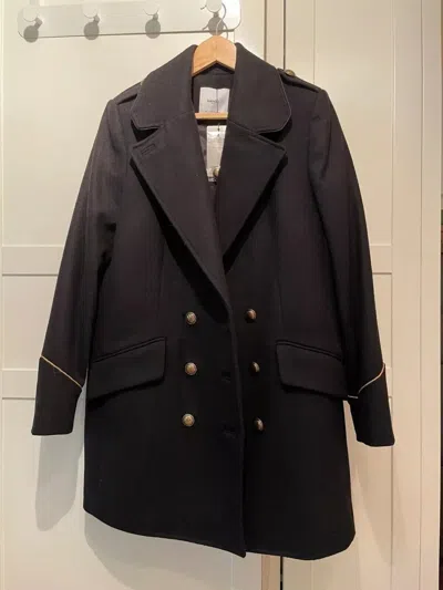 Pre-owned Handmade Mens Admiral Style Coat, Black With Gold Buttons And Detailing