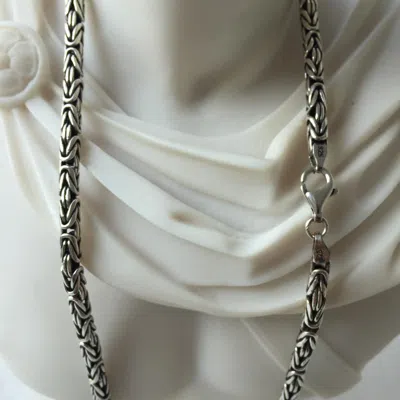 Pre-owned Handmade Mens Byzantine Balinese Chain Necklace 925 Sterling Silver 4mm 55gr 24"
