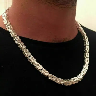 Pre-owned Handmade Mens Byzantine Kings Chain Necklace 925 Sterling Silver 22inch 8mm 200gr