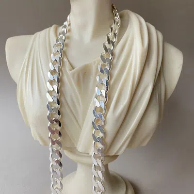 Pre-owned Handmade Mens Cuban Link Chain Necklace 13mm 154gr 26 Inch 925 Sterling Silver