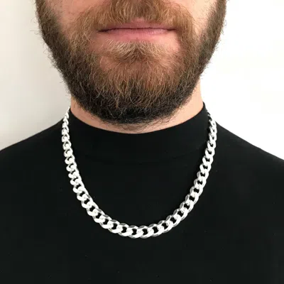 Pre-owned Handmade Mens Curb Cuban Chain Necklace Miami Hiphop 925 Sterling Silver 11mm 102gr 22"