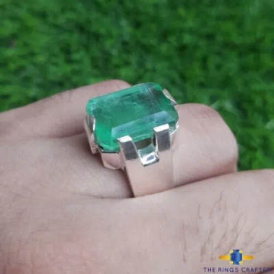Pre-owned Handmade Mens Emerald Gemstone 925 Sterling Silver  Men Ring For Gift Size Us 9 In Green