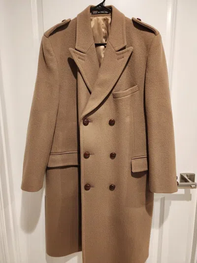 Pre-owned Handmade Mens England Merino Wool Coat In White