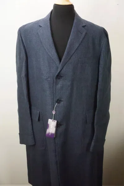 Pre-owned Handmade Mens Gray Wool Admiral Style Long Coat