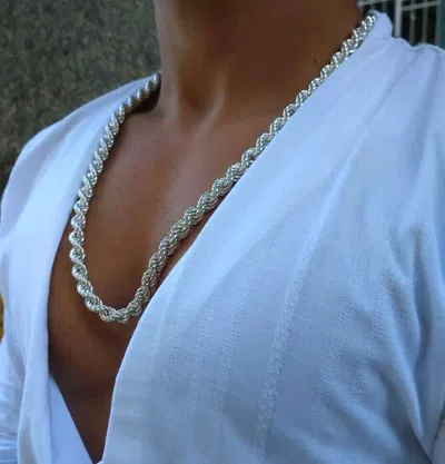 Pre-owned Handmade Mens Hollow Rope Chain Necklace 10mm 82gr 22inch 925 Sterling Silver