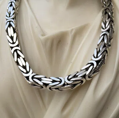 Pre-owned Handmade Mens King Box Chains Necklace Oxide Real 925 Sterling Silver 10mm 355gr 26 Inch
