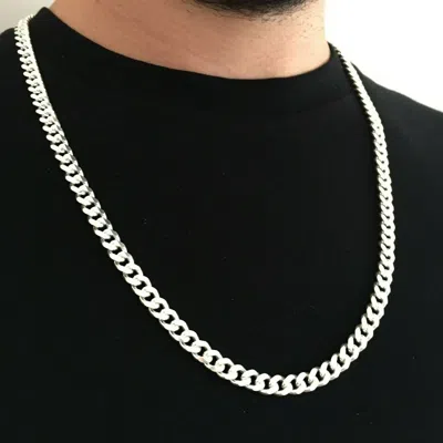 Pre-owned Handmade Mens Miami Cuban Chain Curb Link Jayz Tight 925 Sterling Silver 8mm 102gr 28inch