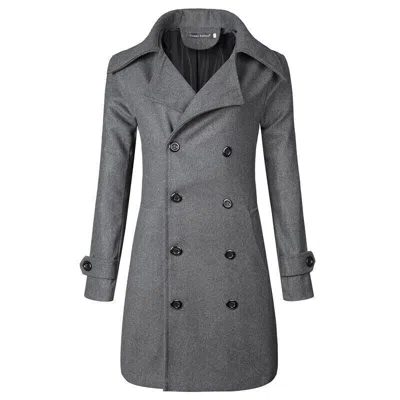 Pre-owned Handmade Mens Military Wool Double Breasted Trench Coat Overcoat Casual Jacket In Gray