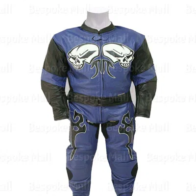 Pre-owned Handmade Mens Motorcycle Red Black Cowhide Leather Two Piece Suit Safety Pads-29