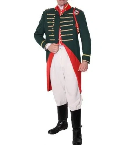 Pre-owned Handmade Mens Period Naval Officer Hire Costume Coat In Green