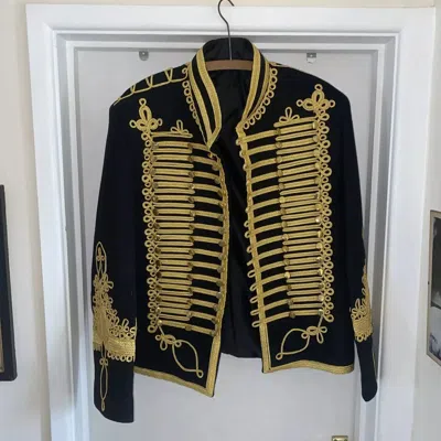 Pre-owned Handmade Mens Replica Hussar Jacket Jimi Hendrix Beatles Coat In Black