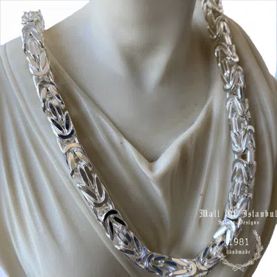 Pre-owned Handmade Mens Silver Byzantine Necklace Solid 925 Sterling Rope Chain 9mm 266gr 24"