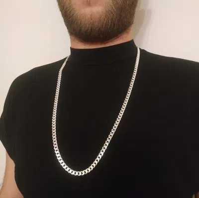 Pre-owned Handmade Mens Tight Curb Cuban Link Chain Necklace 925 Sterling Silver 6.5mm 58gr 28inch