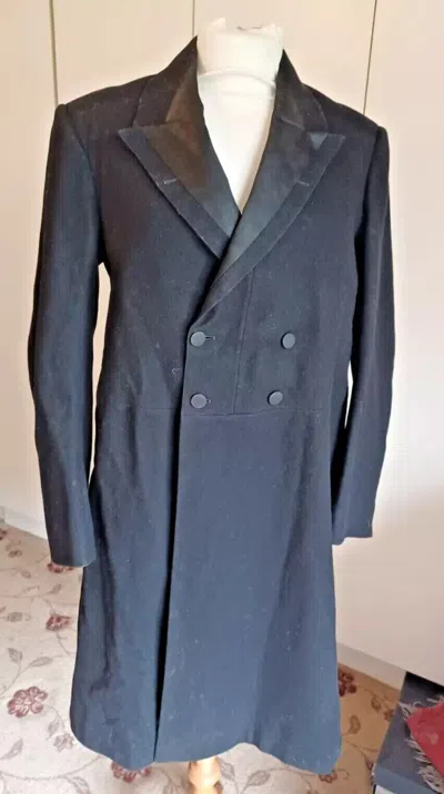Pre-owned Handmade Mens Vintage 1910-1920s Black Wool Frock Coat Frockcoat