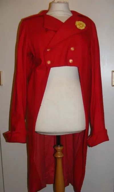 Pre-owned Handmade Mens Vintage Theatrical Red Wool Felt Tailcoat Tail Coat