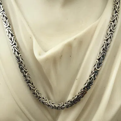 Pre-owned Handmade Mens Woven Byzantine Chain Necklace Oxide 925 Sterling Silver 94gr 20 Inch 6mm