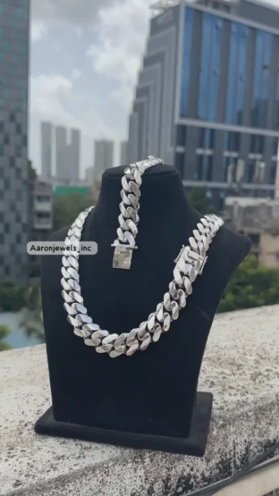 Pre-owned Handmade Miami Cuban 20mmx20" Link Chain & 7.5" Bracelet 925 Sterling Silver Italian Lock