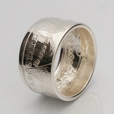Pre-owned Handmade Morgan Silver Dollar Coin Ring - 1921 - "tails" - Polished Finish