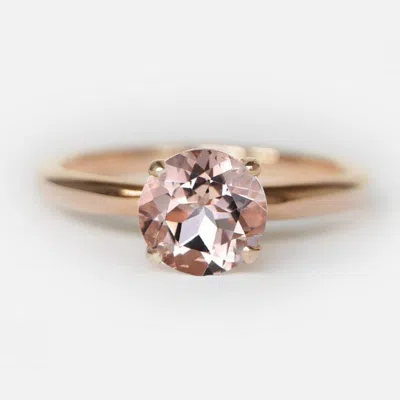Pre-owned Handmade Morganite Solitaire Ring, 7mm Round Morganite And Diamond, Morganite Engagement In Pink