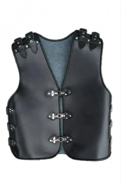 Pre-owned Handmade Motorcycle Vest For Unisex  Motorcycle Vest Leather Vest In Black