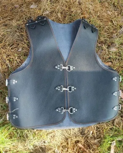 Pre-owned Handmade Motorcycle Vest For Unisex  Motorcycle Vest Leather Vest In Black