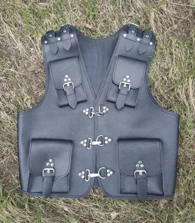 Pre-owned Handmade Motorcycle Vest For Unisex  Motorcycle Vest Leather Vest In Black