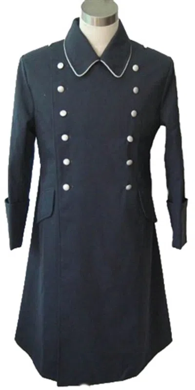 Pre-owned Handmade Napoleon Officer Gabardine Greatcoat Officer's Service Greatcoat In Black