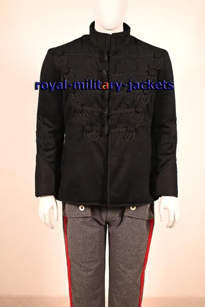 Pre-owned Handmade Napoleonic British Rifle Brigade Military Officers Hussars Tunic Jacket In Black