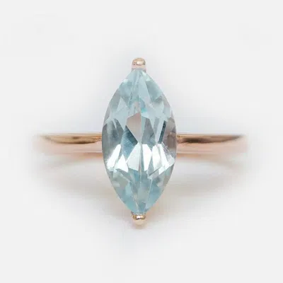 Pre-owned Handmade Natural Aquamarine Ring, Marquise Cut Gemstone, Solitaire Ring, Aquamarine Ring
