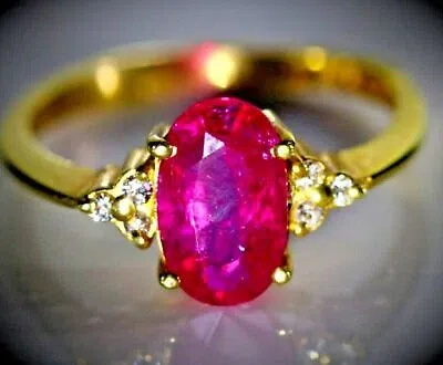 Pre-owned Handmade Natural Red Ruby Gemstone Ring,14k Yellow Gold Ring, Wedding Ring Gift For Women