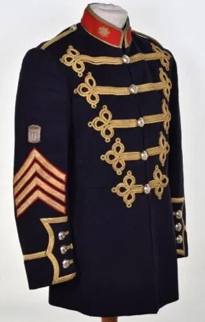 Pre-owned Handmade Navy Blue Attila Imperial German Hussar Uniform Gold Braid Tunic